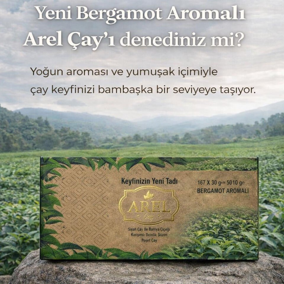 Arel Siyah Çay ile Bamya Çiçeği Karışımı Bergamotlu Demlik Poşet Çay 30x167 Adet (5010 Gr)